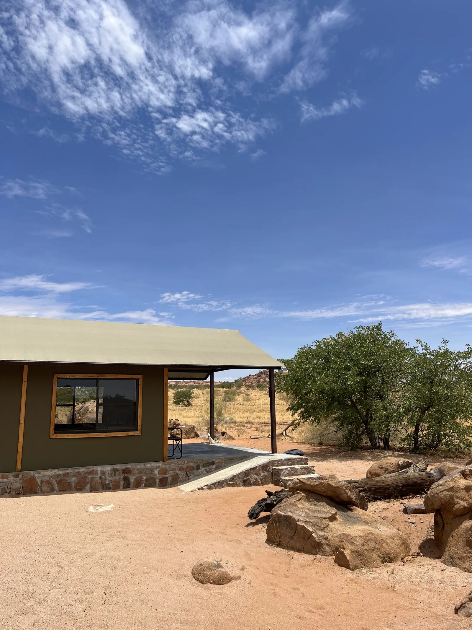 A Safari Tent set within Madisa's Damaraland landscape.